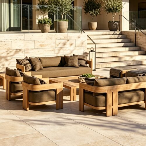 Teak wood outdoor sofa